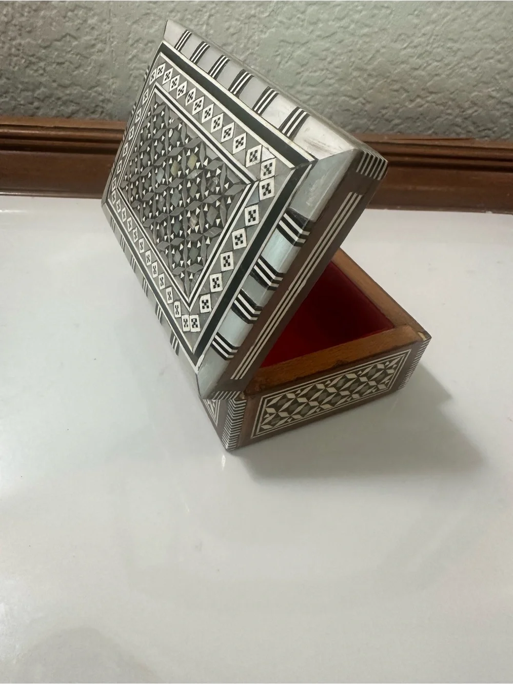 Small Handcrafted Black and White Inlay Decorative Box